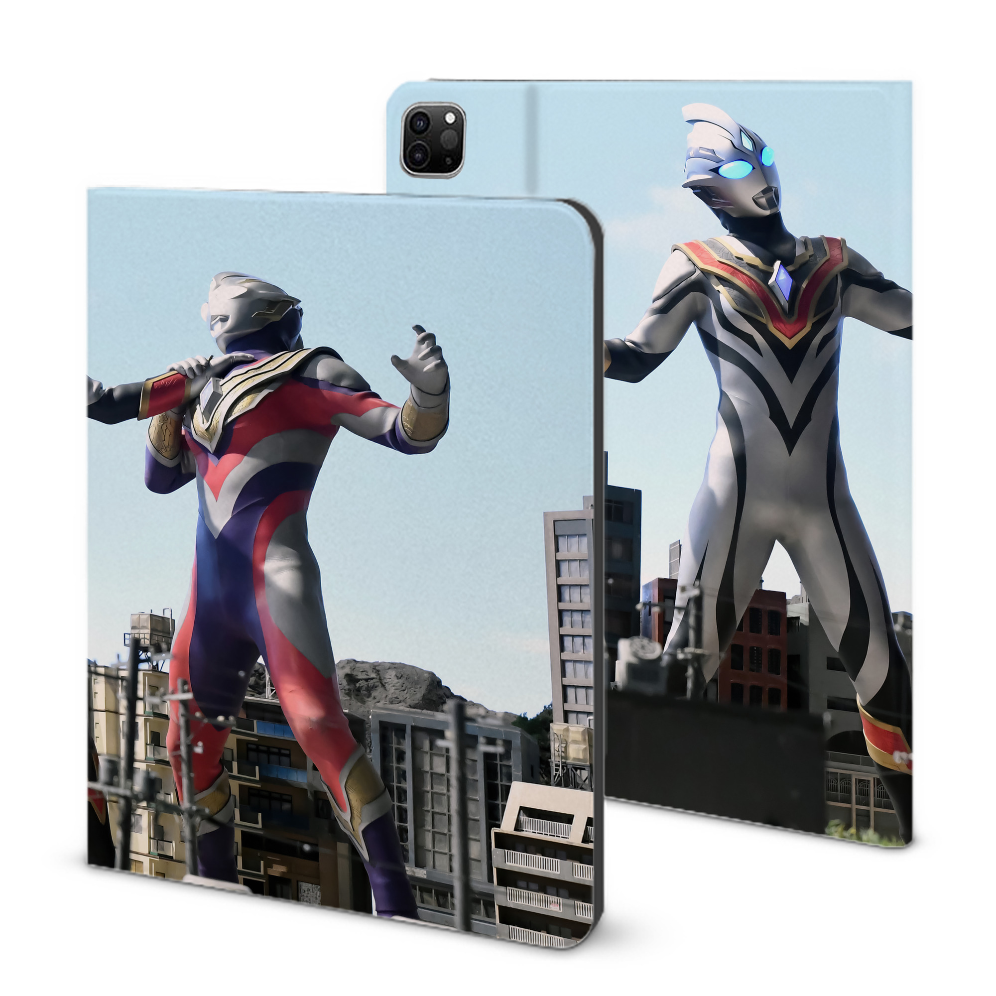 （画像用） ウルトラマン Ultraman IPad ケース ブック型 PUレザー TPU 耐衝撃 軽量 薄型 ペン収納なし 全面保護 IPad 各モデル対応